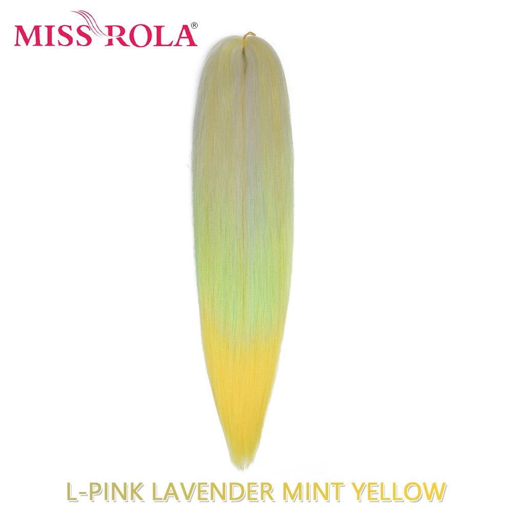 Miss Rola synthetic hair extension, 26 inches long, 75g Kanekalon fiber, shown in a natural black color, ideal for hair styling.