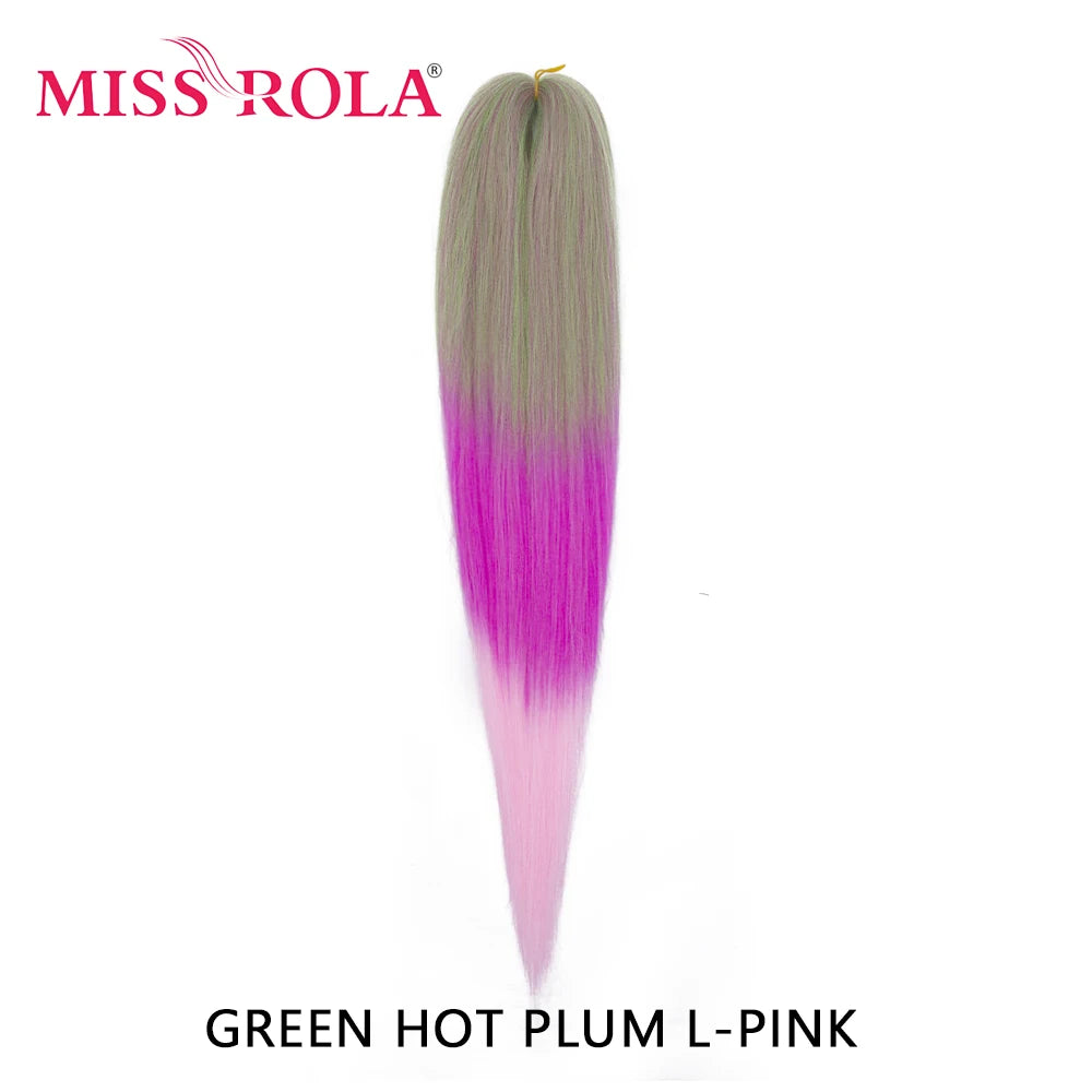 Miss Rola synthetic 26-inch Kanekalon hair extension, 75g, shown in natural black color on a hair mannequin.