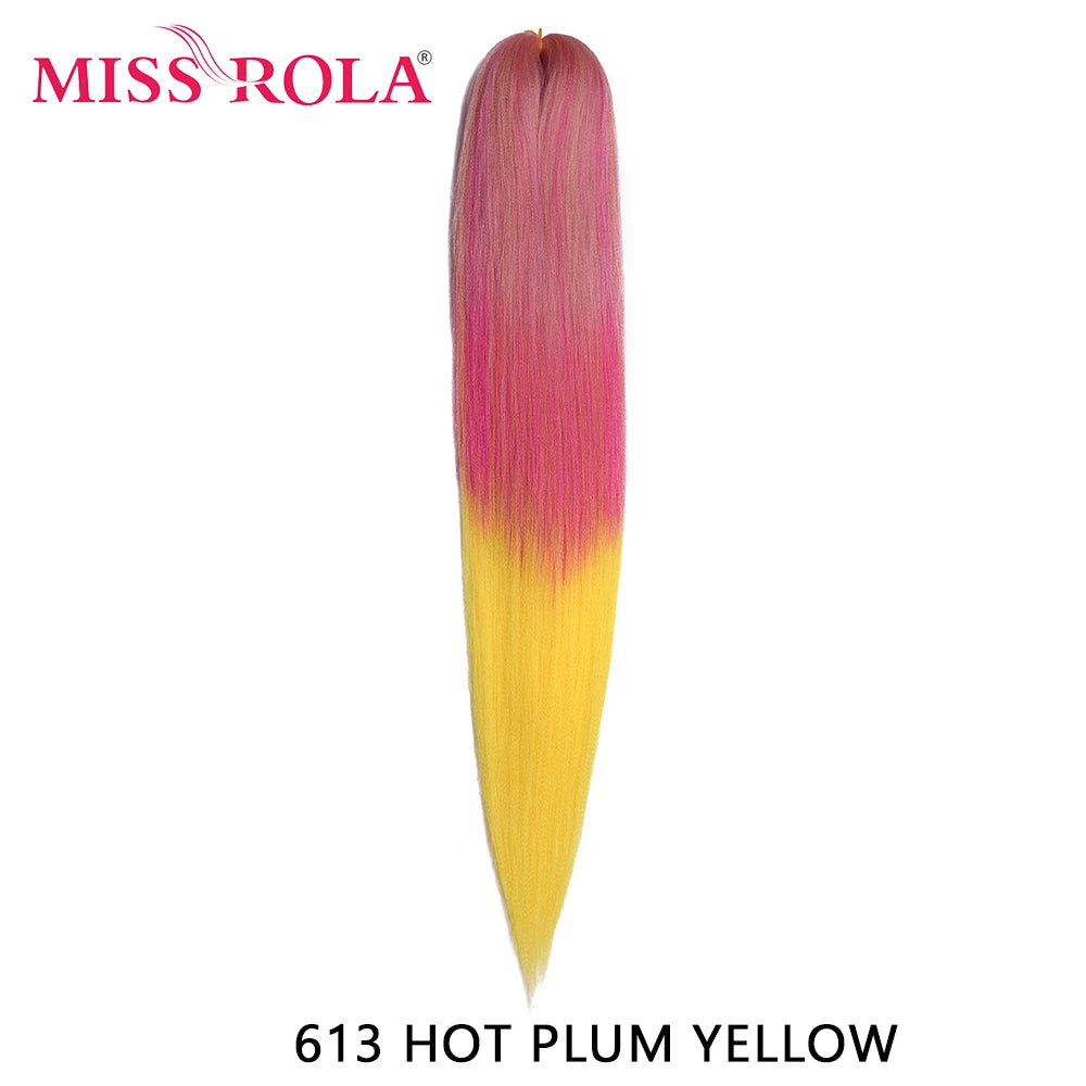 Miss Rola synthetic 26-inch Kanekalon hair extension, 75g, in a bundle, displayed with natural texture and vibrant color.