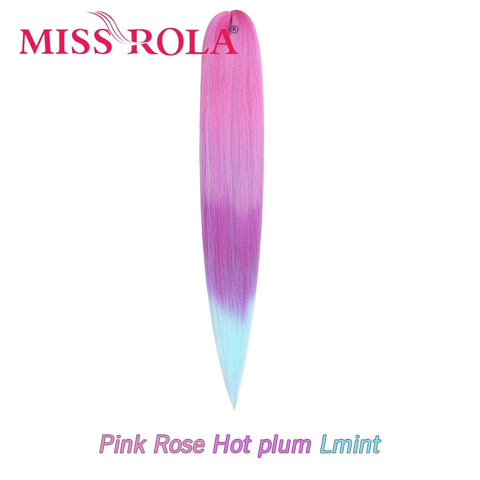 Miss Rola synthetic hair extension, 26 inches long, 75g Kanekalon fiber, displayed in a close-up of the product bundle.