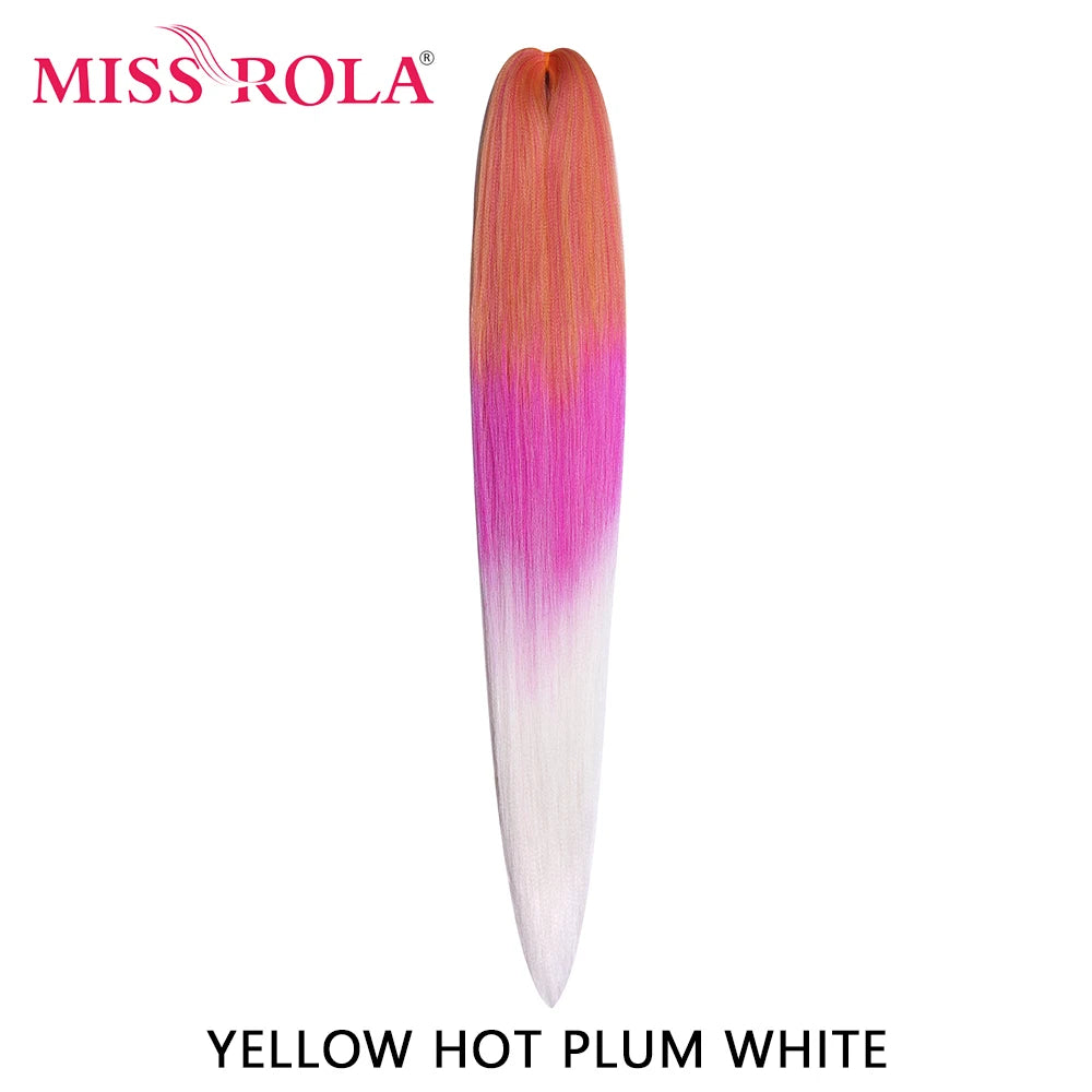 Miss Rola synthetic 26-inch Kanekalon hair extension, 75g, displayed in natural black color with detailed texture.