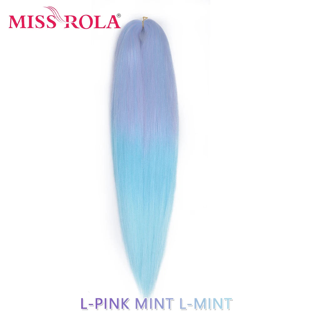 Miss Rola synthetic 26-inch Kanekalon hair, 75g, displayed in a bundle, ideal for hair extensions or styling.