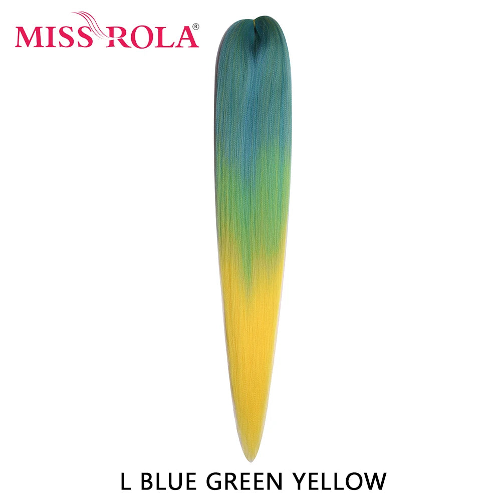 Miss Rola synthetic 26-inch Kanekalon hair extension, 75g, displayed in natural black color with a sleek, straight style.