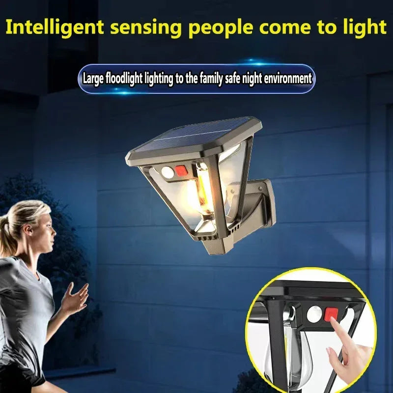 Solar 2-in-1 outdoor wall lamp by Corporación Turística, featuring a sleek design with solar-powered lighting for exterior use.