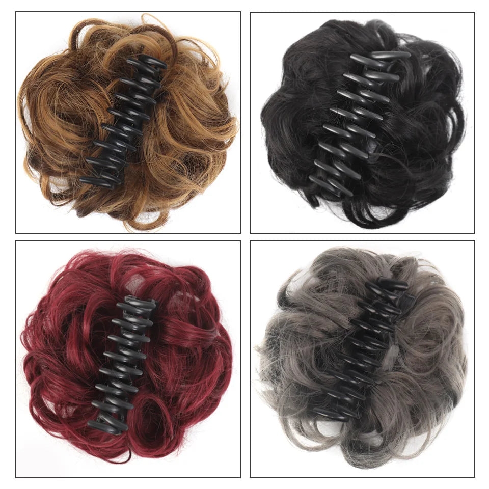 Disordenado moño sintético LUPU con garra y clip, ideal para peinados elegantes y accesorios de cabello de Corporación Turística.