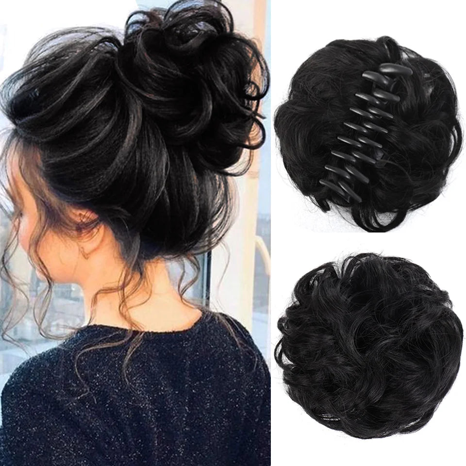 Synthetic messy bun hair clip by LUPU, featuring a claw clip design with a disheveled style for quick, stylish hair styling.