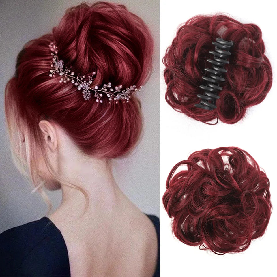 Disorderly synthetic bow with claw clip by LUPU, perfect for hair styling, shown in a close-up image.