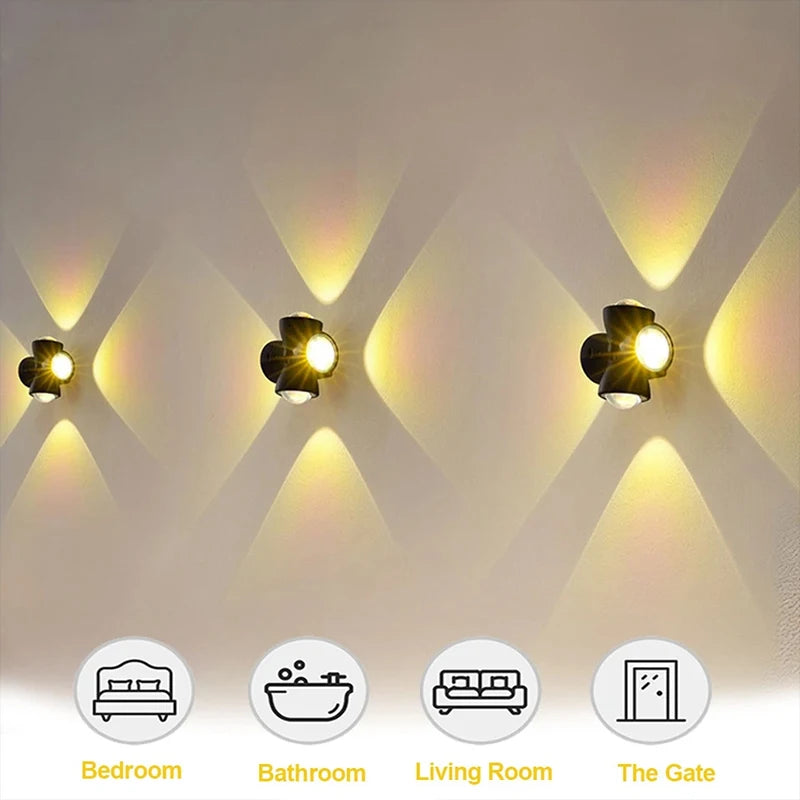 Black LED night lamps with four heads and motion sensors, designed for energy-efficient lighting and easy operation.