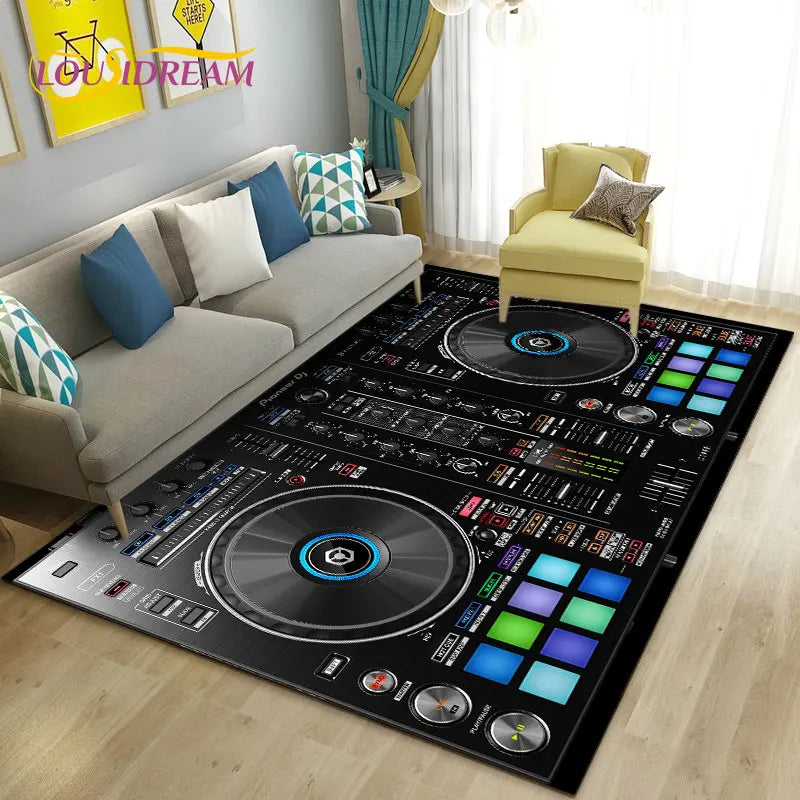 3D DJ music keyboard area rug by Corporación Turística featuring colorful musical notes and vibrant design.