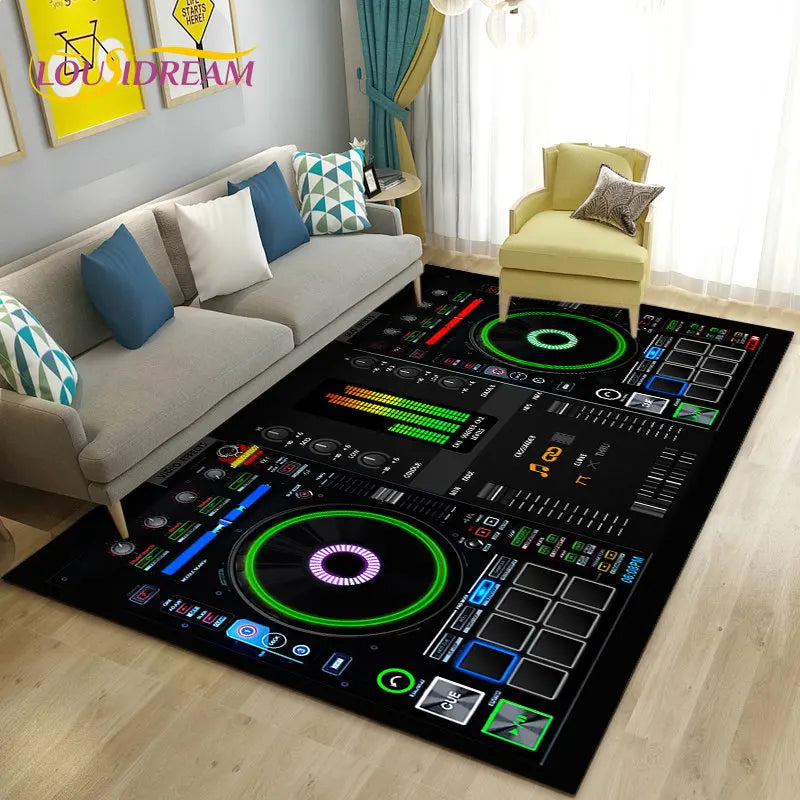 3D DJ music keyboard area rug by Corporación Turística, featuring vibrant colors and musical-themed design on a 70x100cm carpet.