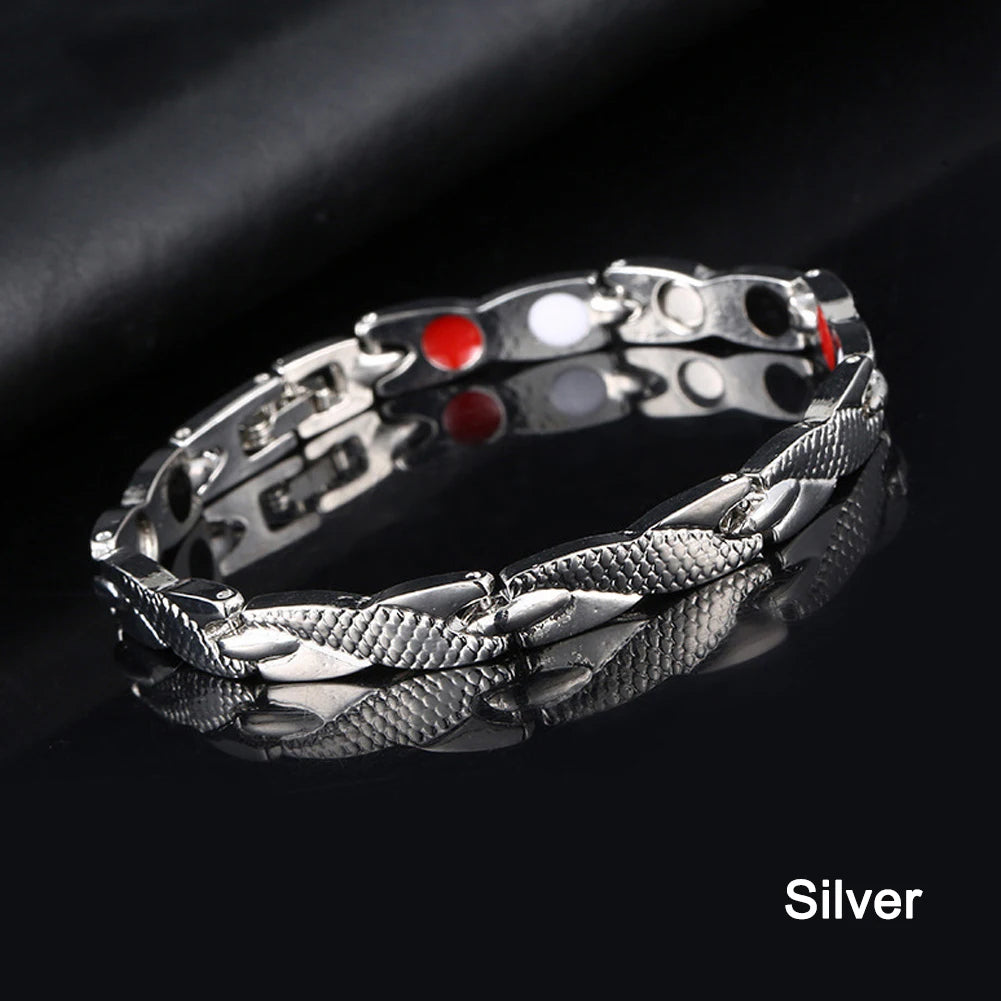 Germanium bracelet with magnetic chain for energy and health, featuring a sleek design and durable construction.