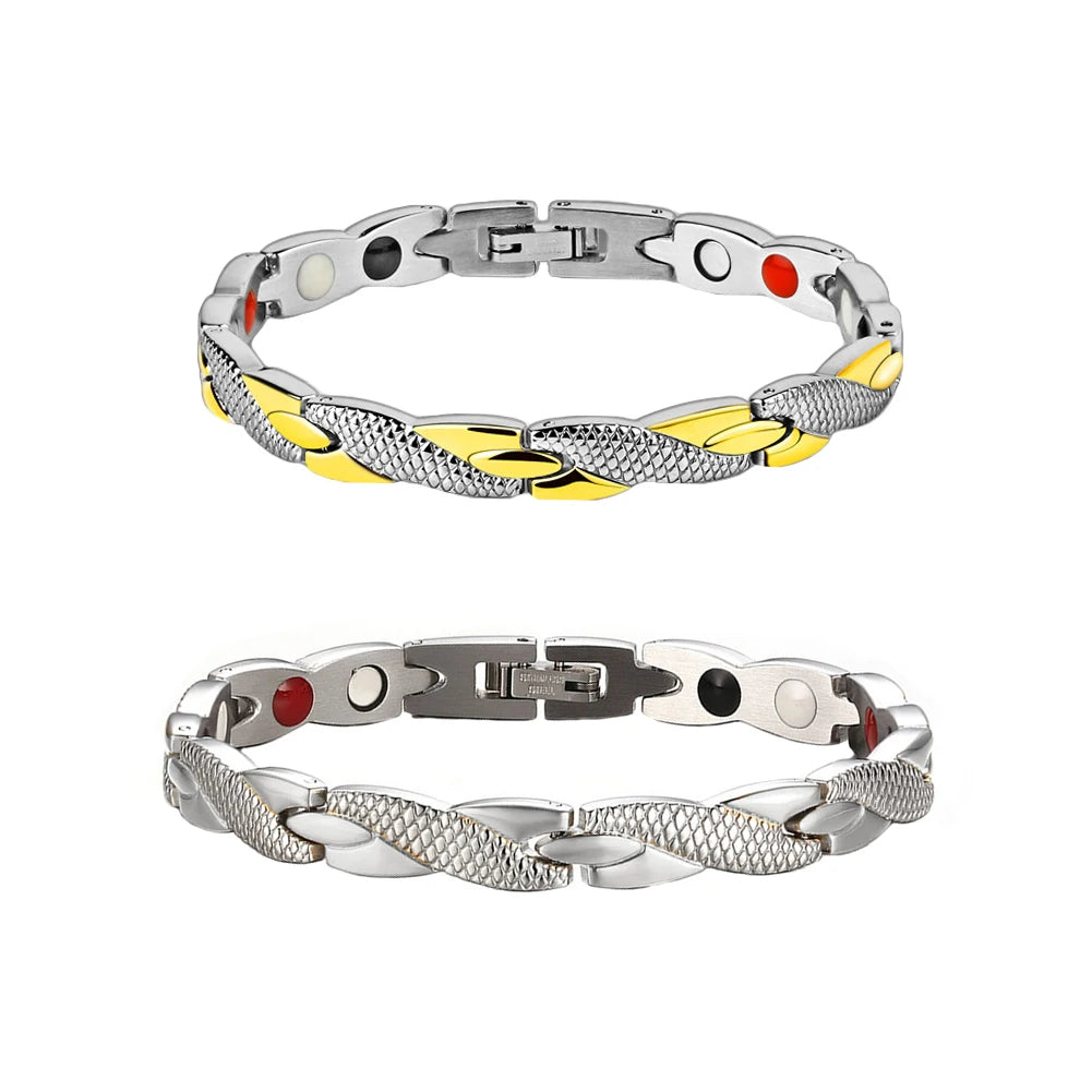 Germanium bracelet with magnetic chain for energy and health by Corporación Turística, featuring a sleek design and adjustable fit.