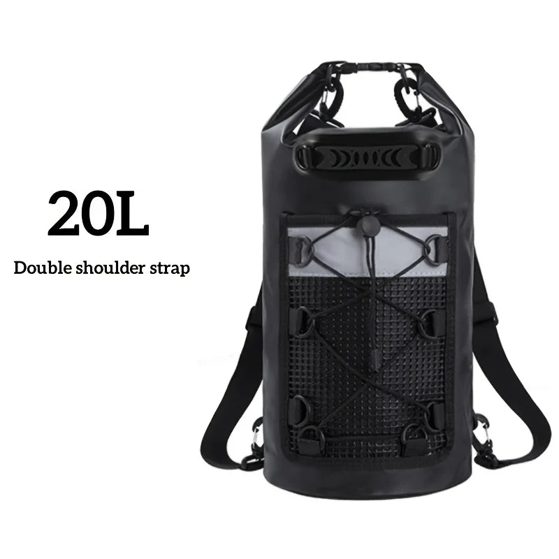 Yellow 40L dry floating bag for kayak, swimming, and beach use by Corporación Turística, shown in the image.