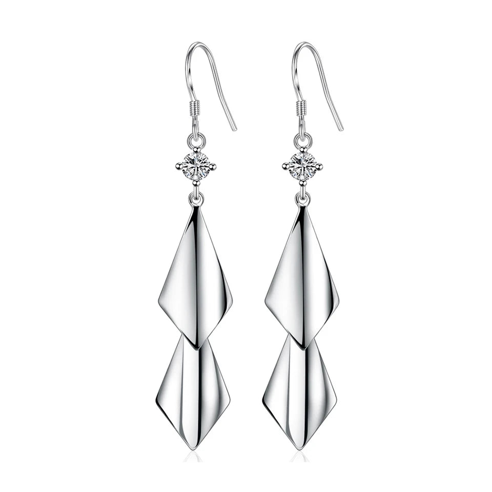 Elegant water drop-shaped cubic zirconia earrings for women, featuring sparkling gemstones and silver hooks.