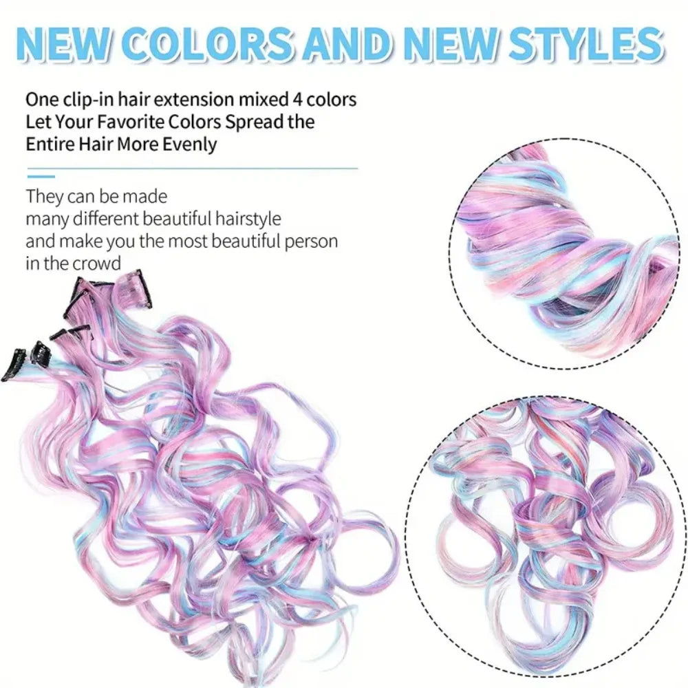 Set of 3/5/8/10 hair extensions for women, featuring natural-looking, multi-length clip-in hair extensions from Corporación Turística.
