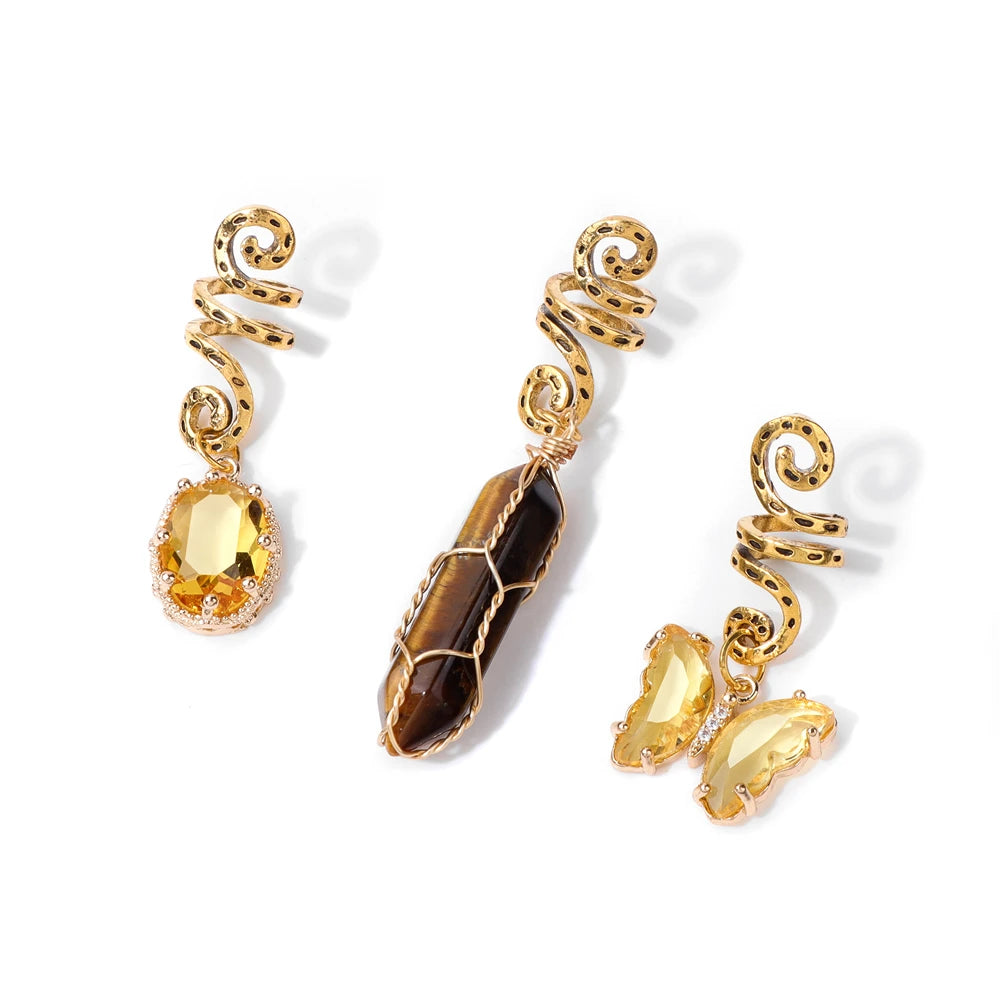 Three natural stone pendants for women and girls, 4.72 inches, featuring rustic jewelry accessories by Corporación Turística.