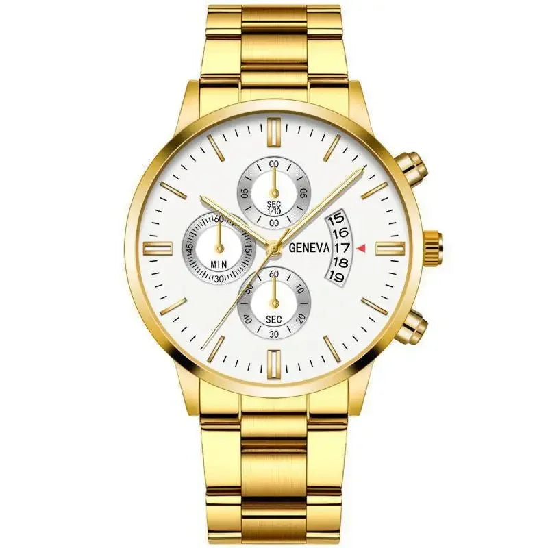 Elegant quartz watch with matching bracelet from Corporación Turística, featuring a sleek design and silver-tone finish.