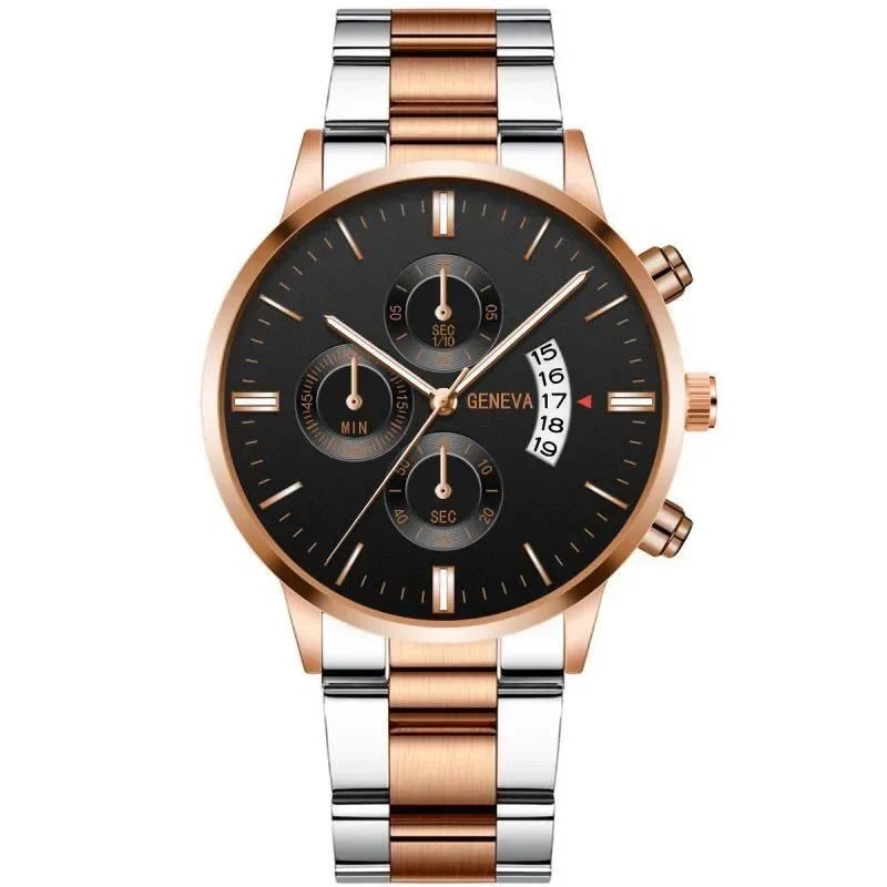 Elegant quartz watch and bracelet set by Corporación Turística, featuring a sleek watch face and matching jewelry in the image.