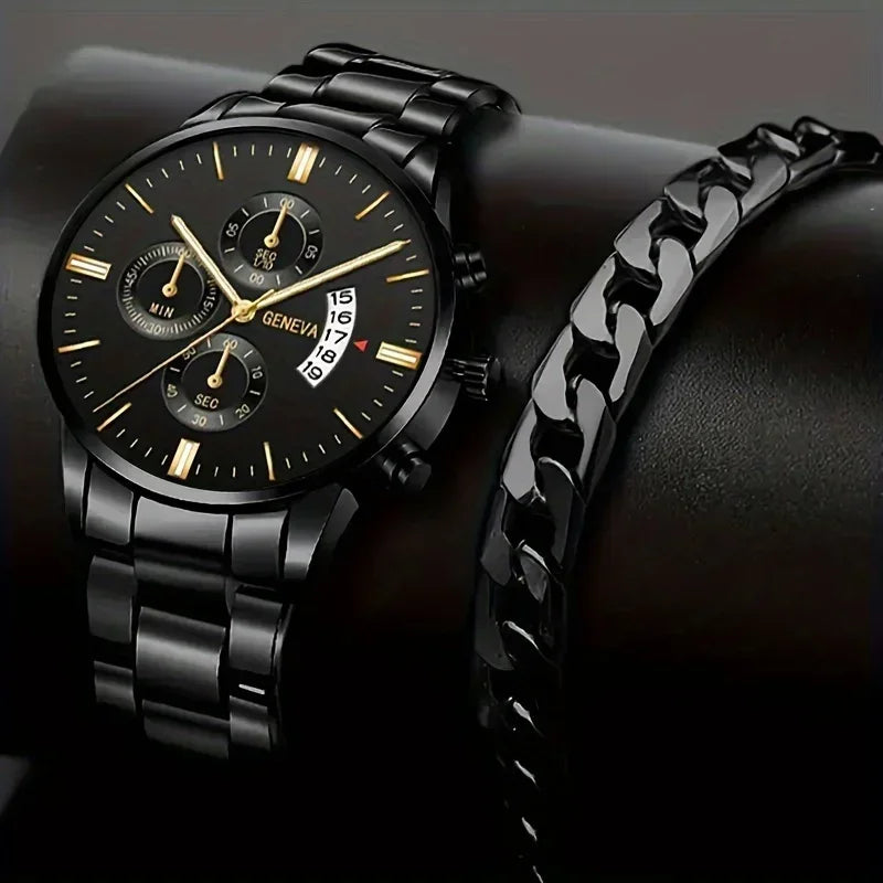 Elegant quartz watch and bracelet set by Corporación Turística, featuring a sleek watch with a matching stylish bracelet.