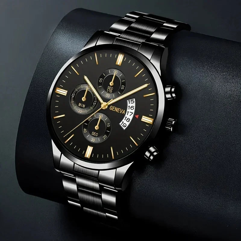 Elegant quartz watch and matching bracelet set from Corporación Turística, featuring a sleek design and stylish accessories.