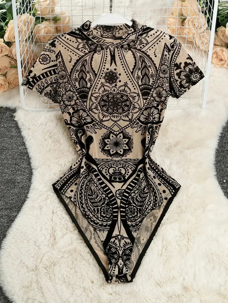 Elegant floral women's swimsuit with sexy fit, featuring matching media from Corporación Turística.