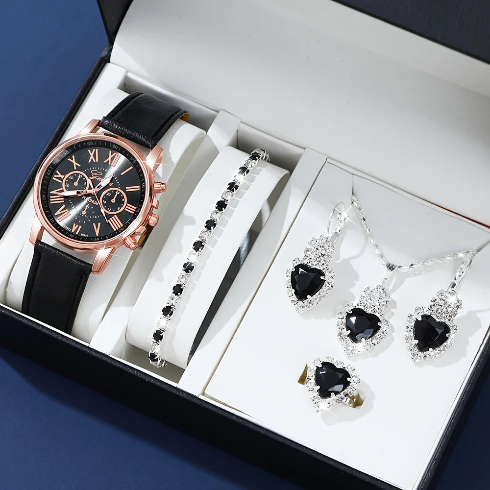 Fashion quartz watch and jewelry set by Corporación Turística featuring a stylish watch with matching jewelry pieces.