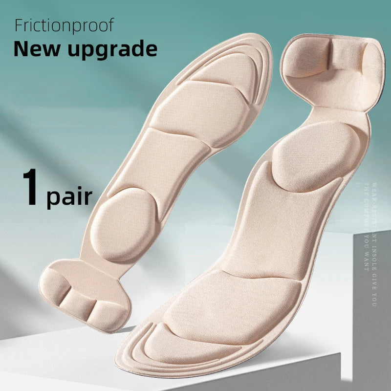Set of four black viscoelastic foam insoles for women’s shoes, designed for comfort and support.