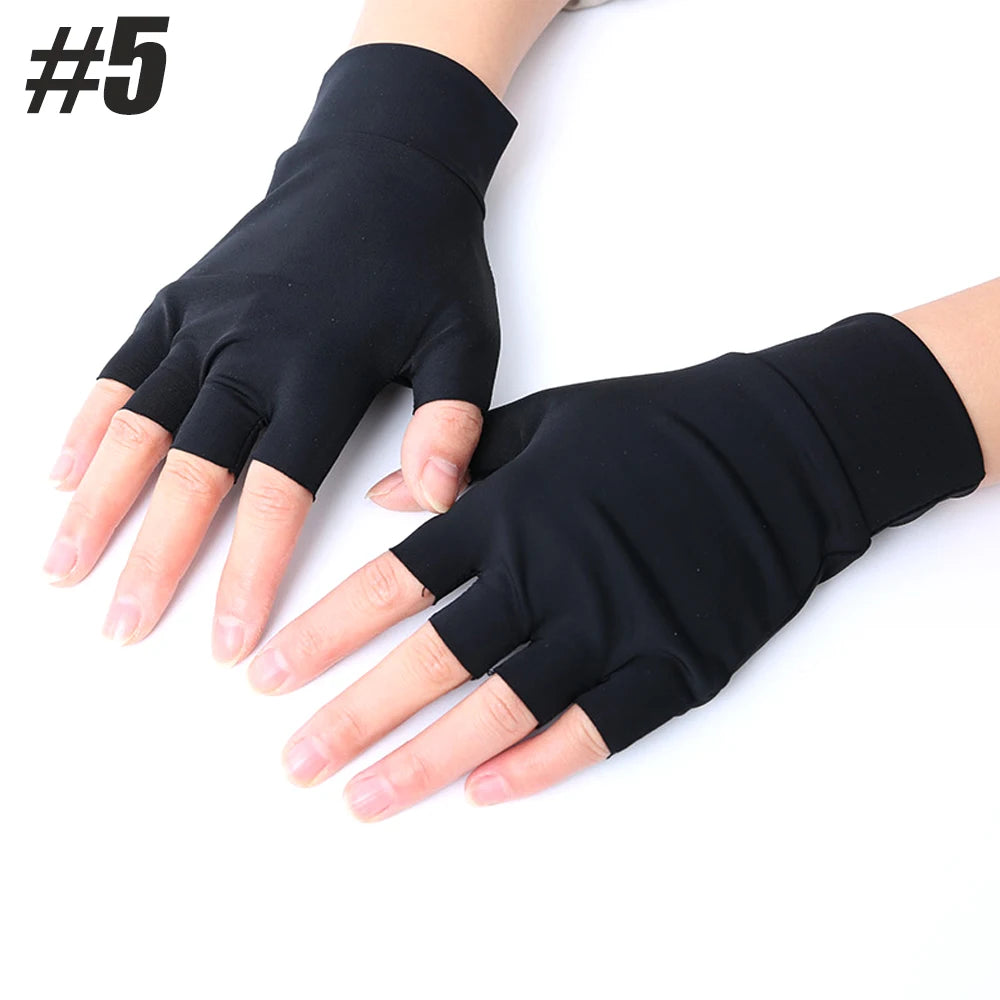 Pair of nylon fingerless magnetic therapy gloves by Corporación Turística, designed for arthritis relief and hand comfort.