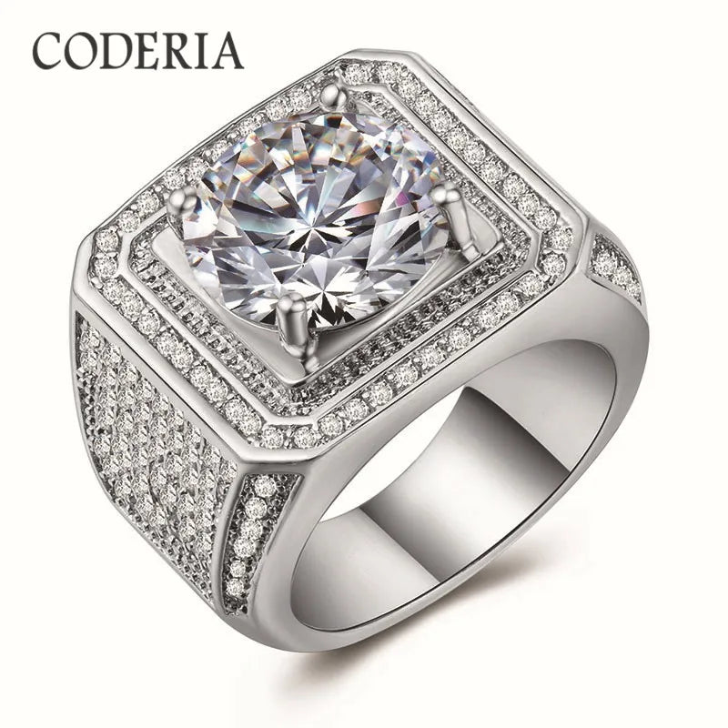 Sterling silver 925 men's VVS1 ring with intricate design, featuring a polished finish and stylish band for modern men's jewelry.
