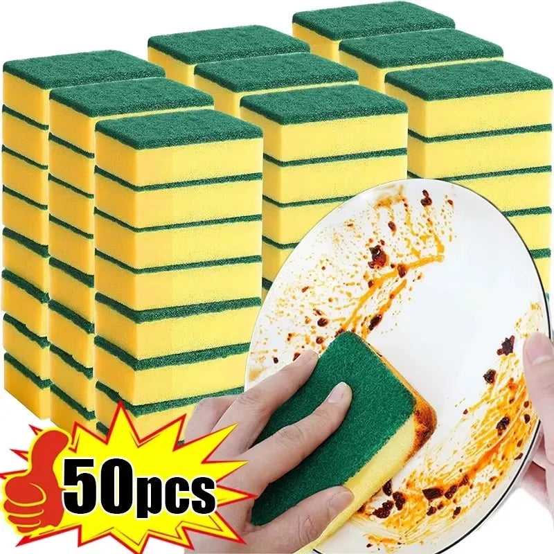 Set of 50 double-sided magic cleaning sponges by Corporación Turística, highly absorbent and suitable for various cleaning tasks.