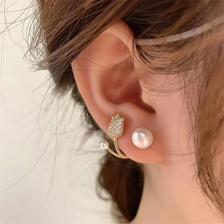 Silver 92% crystal hollow swan earrings with needle design, elegant jewelry by Corporación Turística.