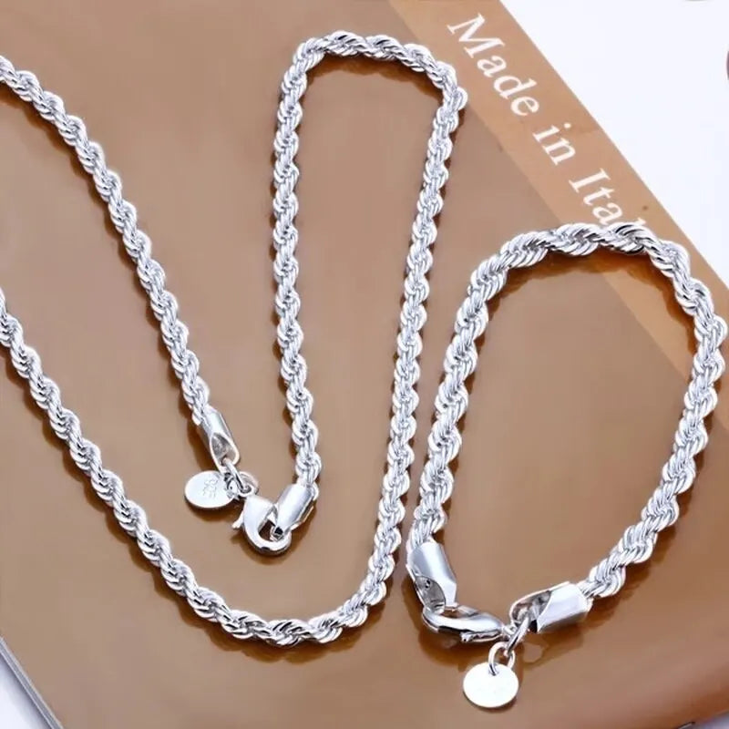 Color plata 4mm men's braided cord chain collar by Corporación Turística, showing the silver-tone woven design and adjustable length.