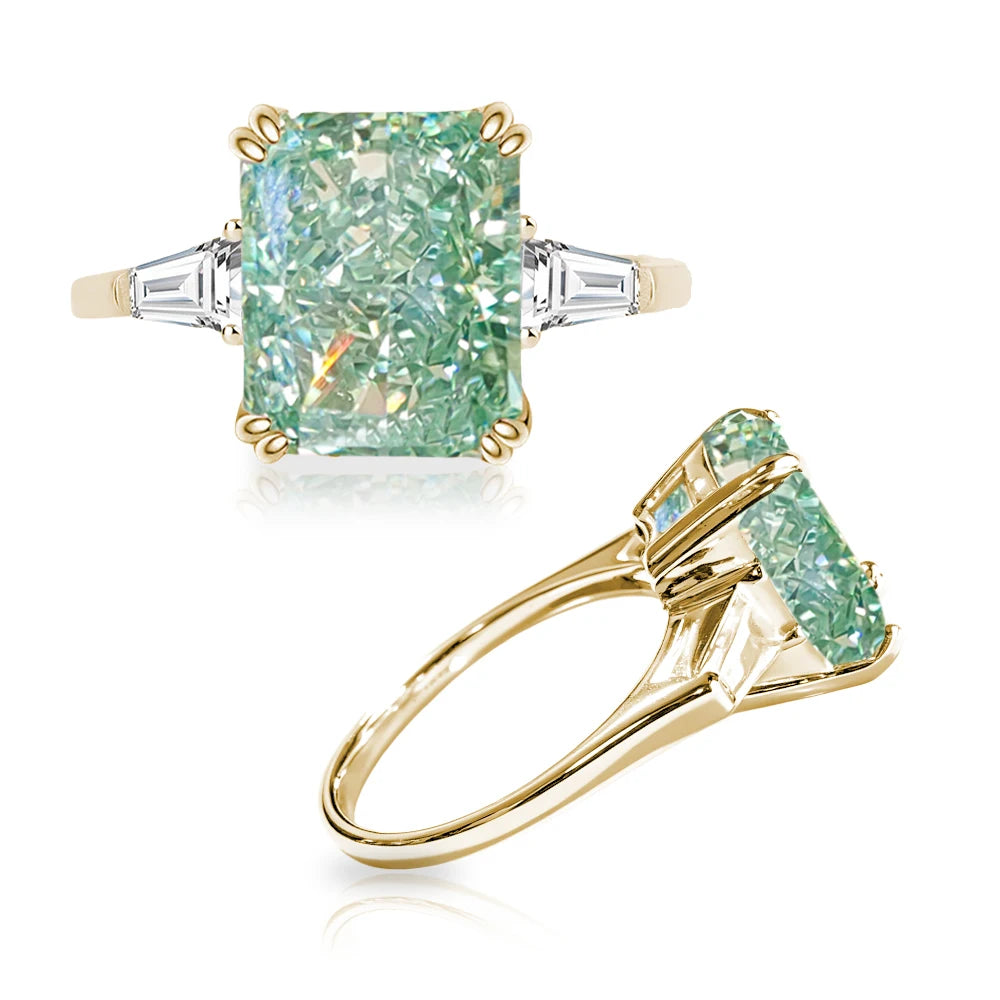 Sterling silver S925 ring with green mint zirconia, elegant jewelry piece with a vibrant green gemstone and intricate design.