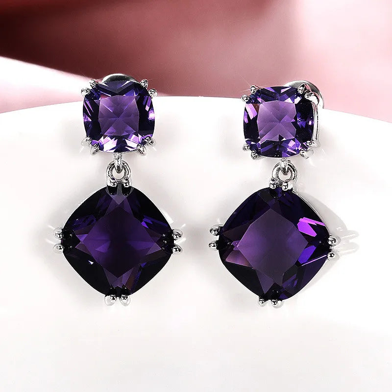 Sterling silver 925 wedding earrings with sparkling cubic zirconia for brides, featuring elegant and delicate jewelry design.