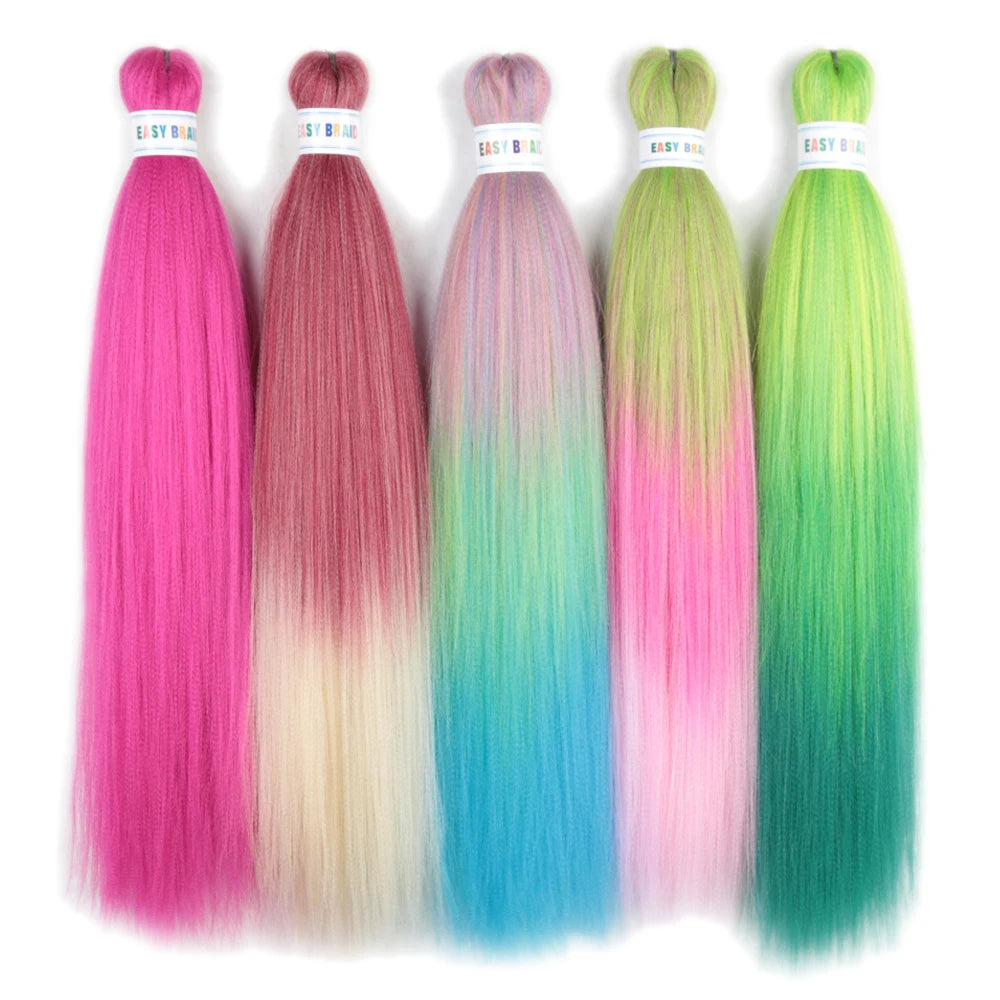 Colorful 26-inch synthetic pre-stretched jumbo hair extension from Corporación Turística, shown in vibrant multi-color shades.