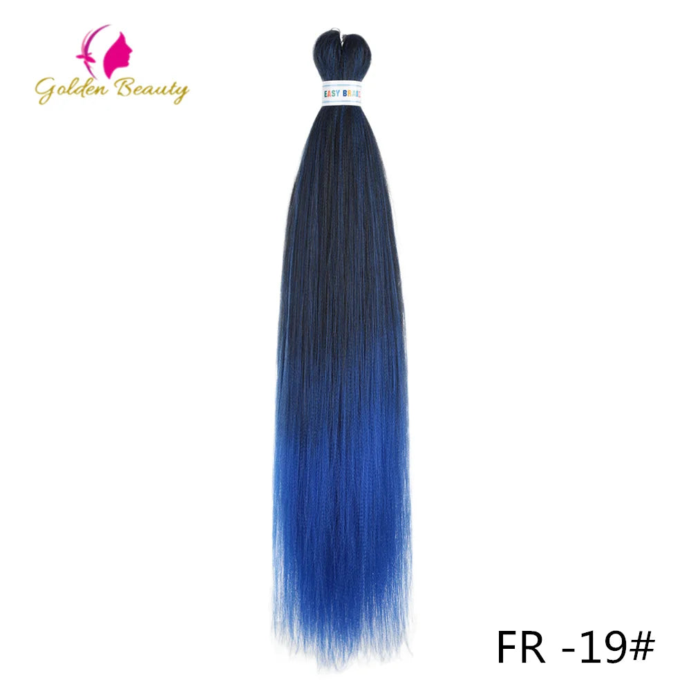 Colorful 26-inch synthetic pre-stretched jumbo hair extensions by Corporación Turística, displayed in a natural bundle.