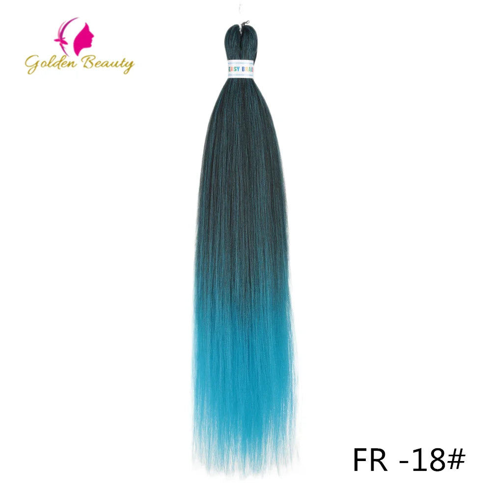 Colorful 26-inch pre-stretched synthetic hair jumbo bundle from Corporación Turística, displayed in vibrant shades for creative styling.