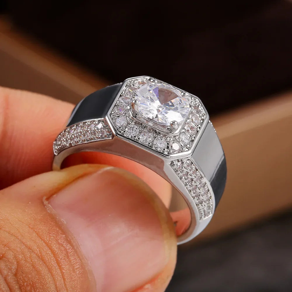 Sterling silver 925 wedding ring with a luxurious gemstone, featuring elegant craftsmanship and detailed design.