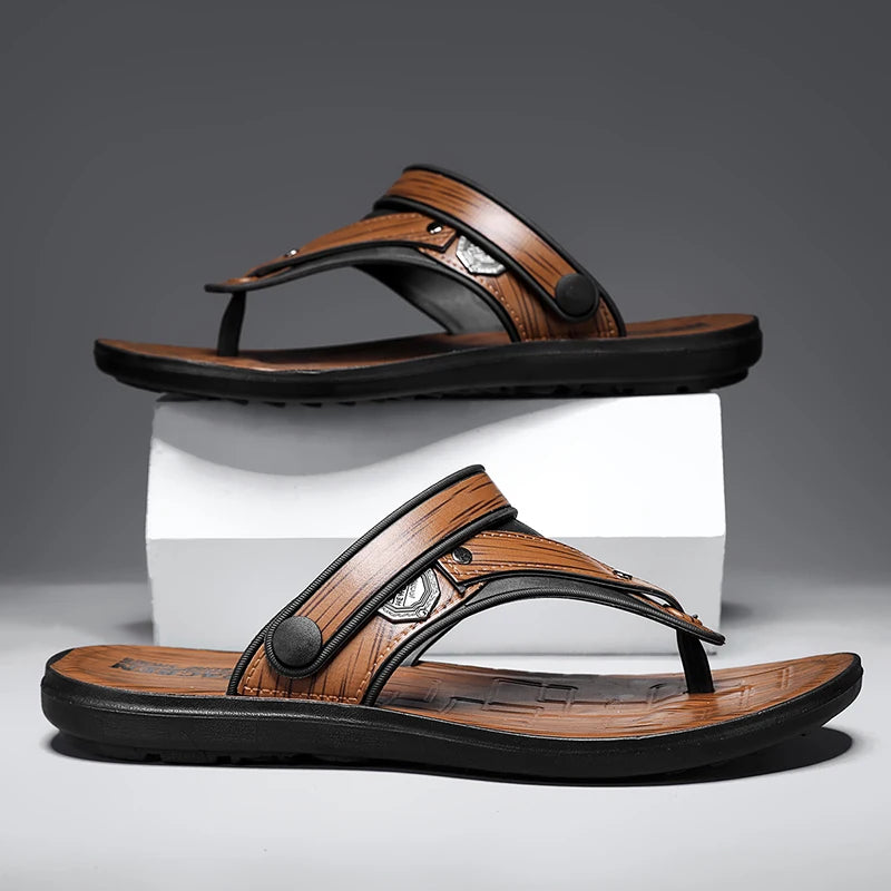 White and grey men's trendy sandals by Corporación Turística, stylish casual slip-ons for everyday wear.