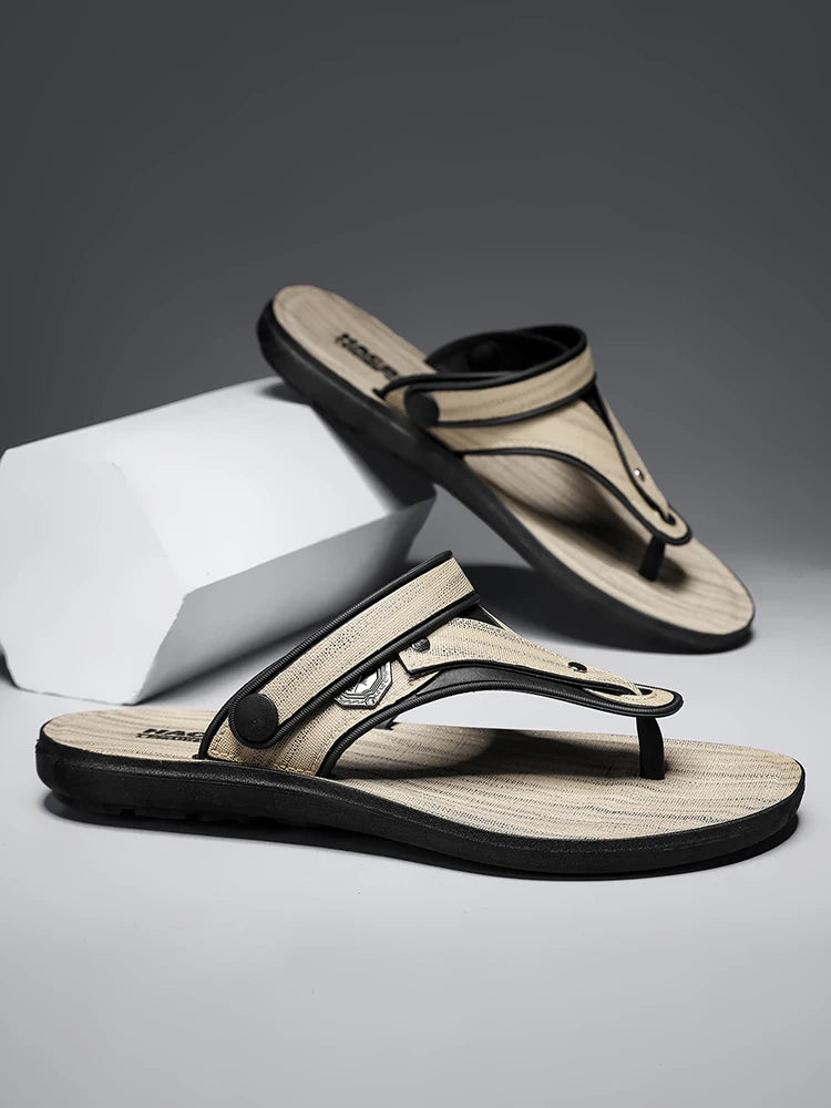 White and grey men's trendy sandals from Corporación Turística, featuring classic slip-on style for casual wear.