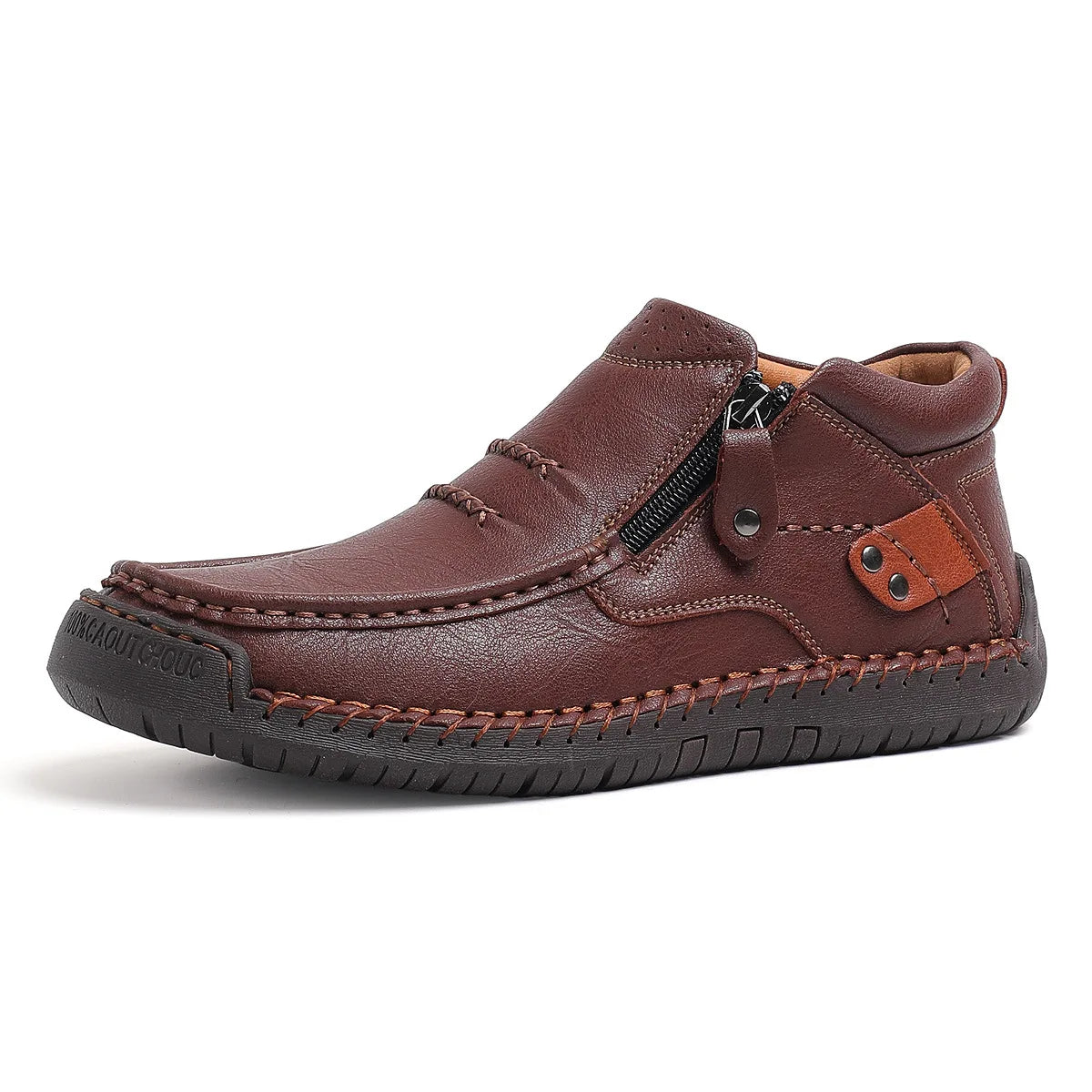 Light brown men's leather classic boots with a sturdy design, suitable for casual and sporty wear, by Corporación Turística.