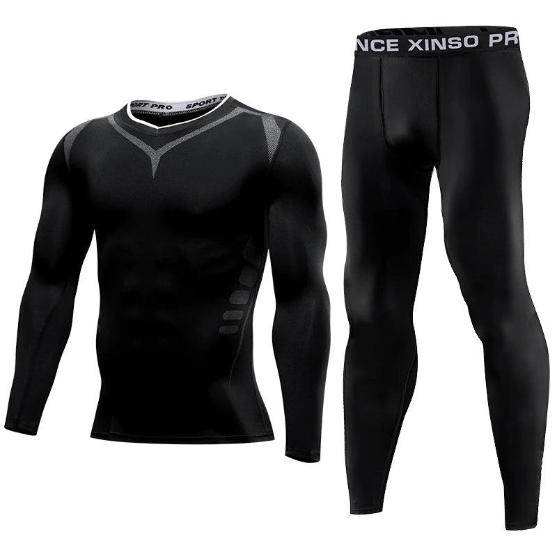 Men's compression sports set by Corporación Turística, includes a fitted athletic shirt and shorts for active wear.