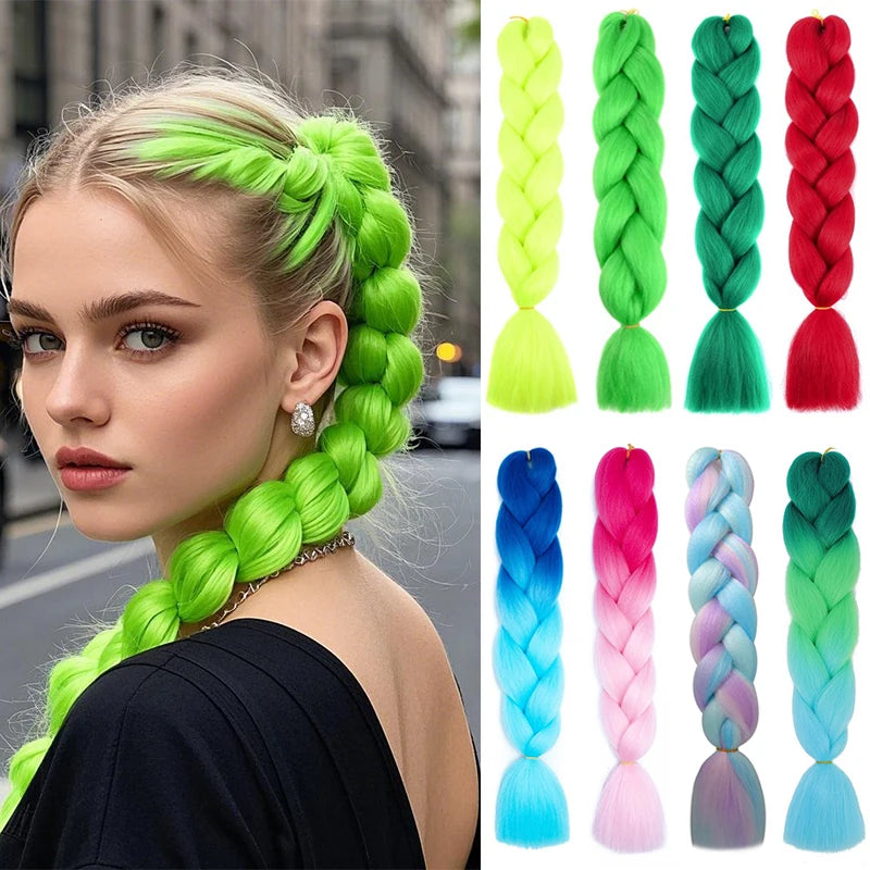 Synthetic ombré braided hair extension, 24 inches long, from Corporación Turística, in a single package.