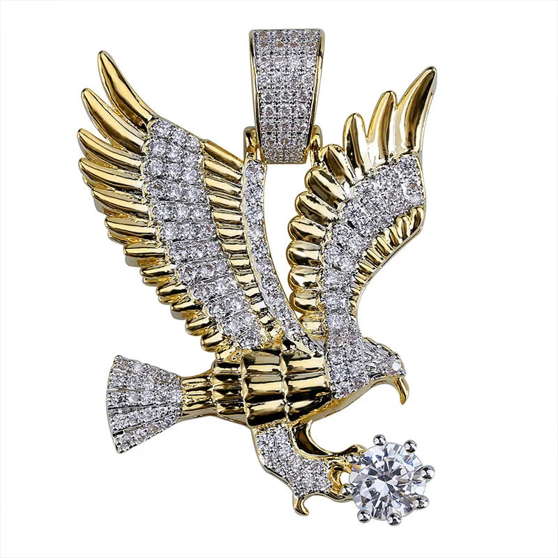 Silver necklace with a detailed eagle flying pendant, featuring intricate bird design, from Corporación Turística.