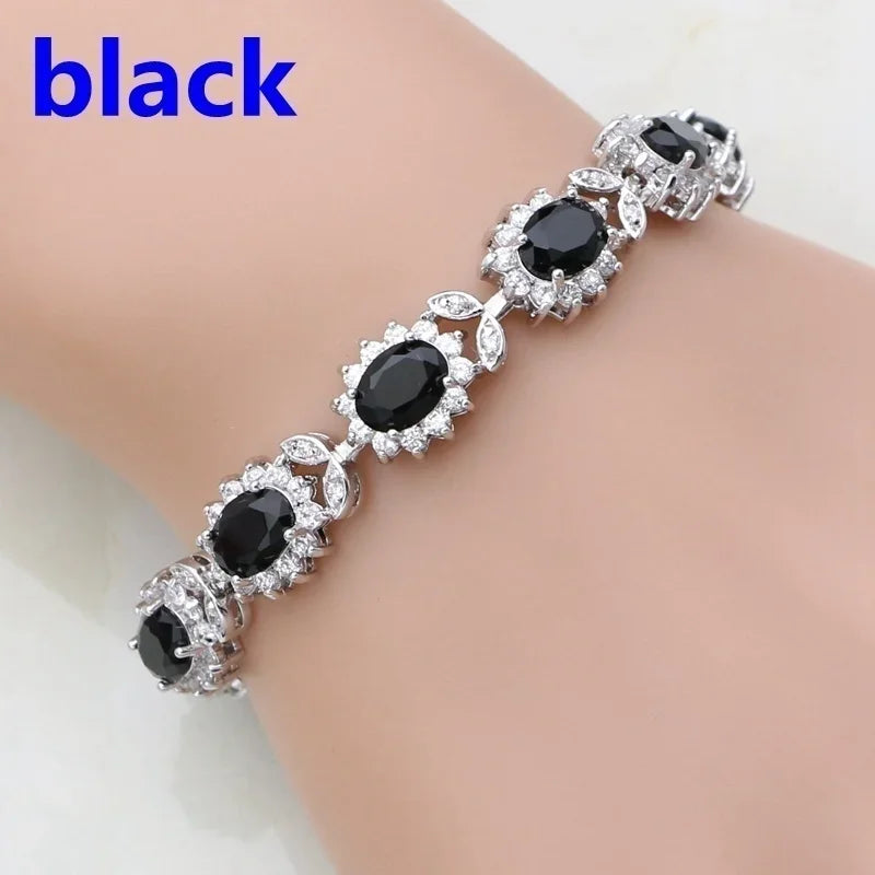 Elegant fashion crystal gemstone bracelet featuring colorful rainbow gemstones, stylish and suitable for trendy accessories.