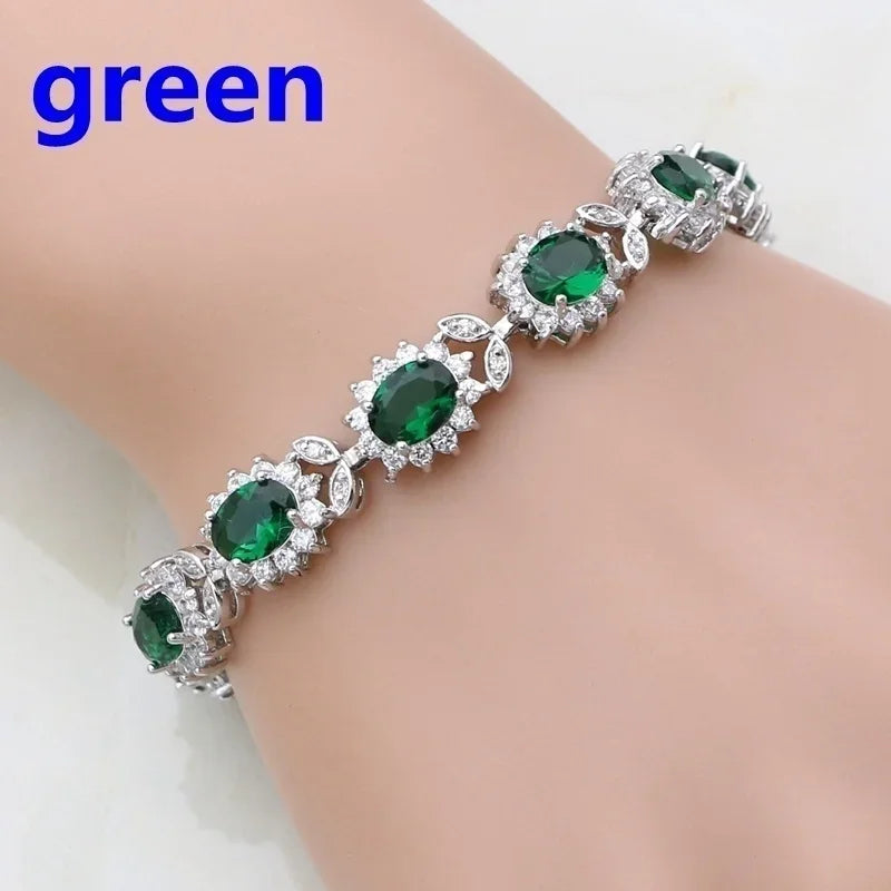 Elegant fashion crystal gem bracelet featuring colorful rainbow stones, crafted by Corporación Turística for a stylish look.