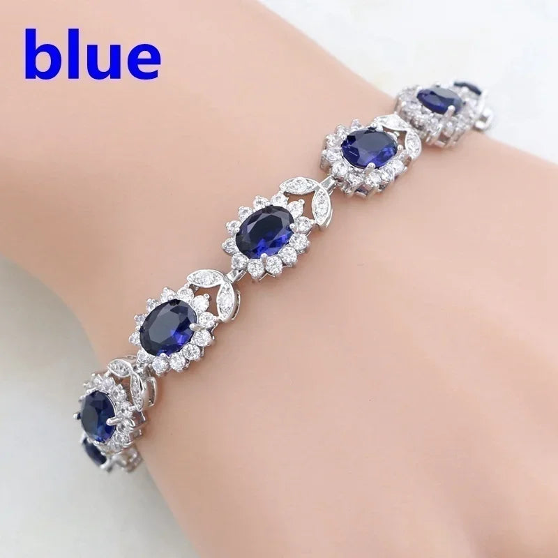 Elegant fashion crystal gemstone bracelet with colorful rainbow design, crafted by Corporación Turística.
