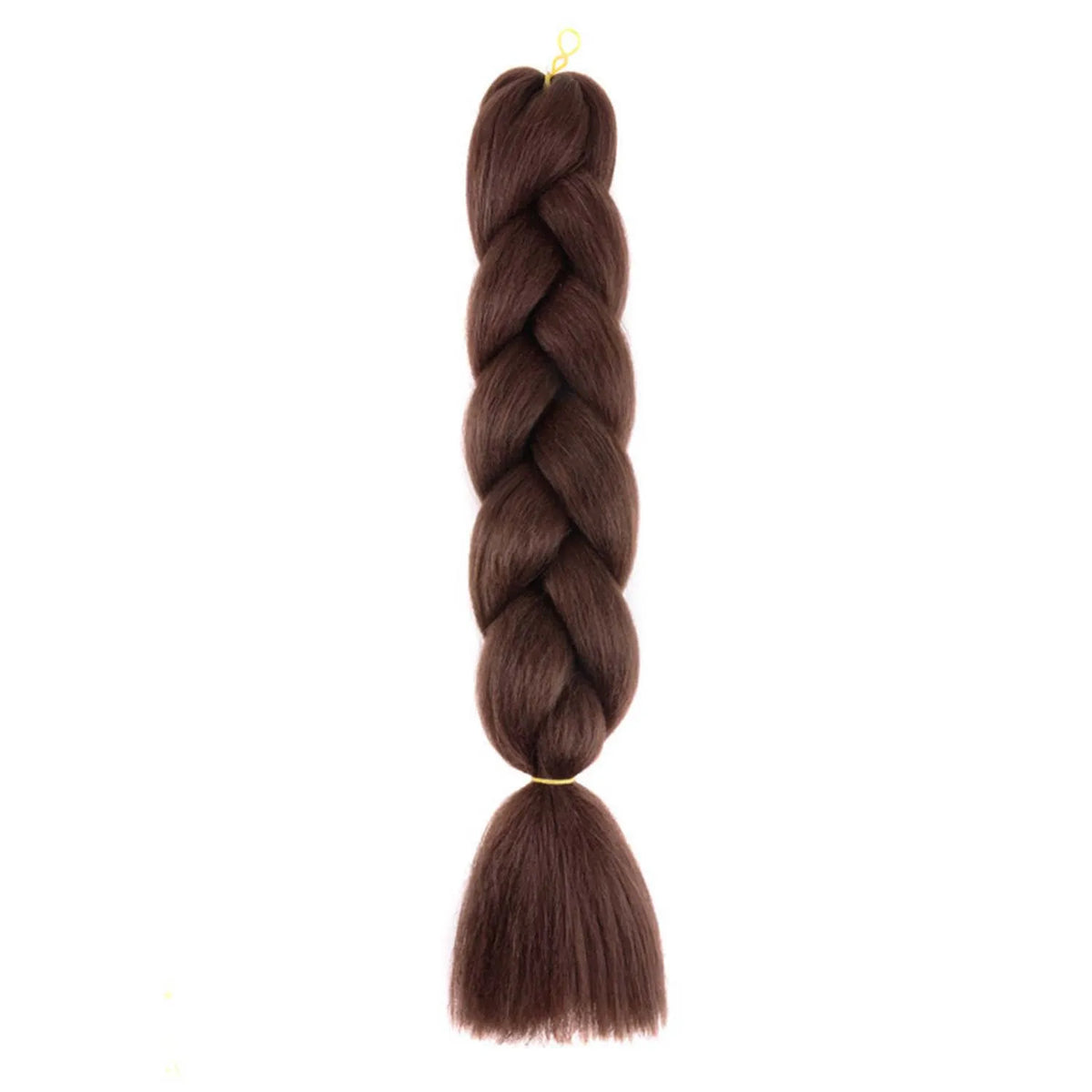 Long purple synthetic braided hair extensions from Corporación Turística, styled in a detailed braid.