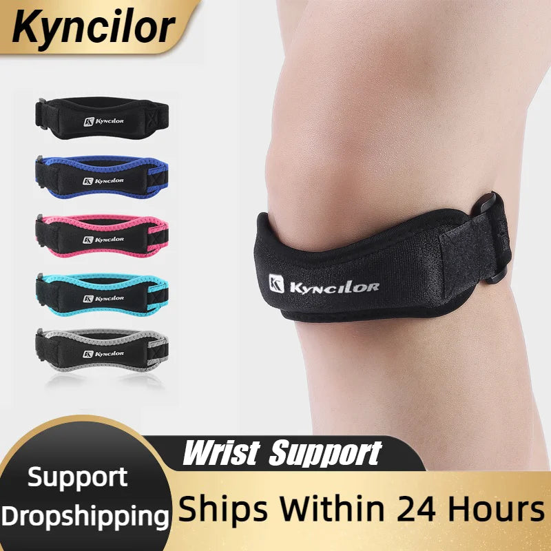 Adjustable knee brace for patellar tendon support, designed for tendinitis relief, by Corporación Turística.