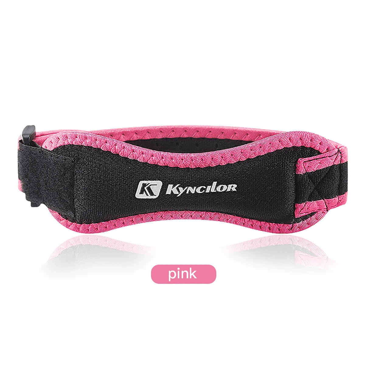 Adjustable knee brace for patellar tendon support by Corporación Turística, shown wrapped around a knee for stability and compression.